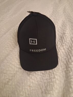 Under Armour Black Cap with Flag Patch and FREEDOM Text
